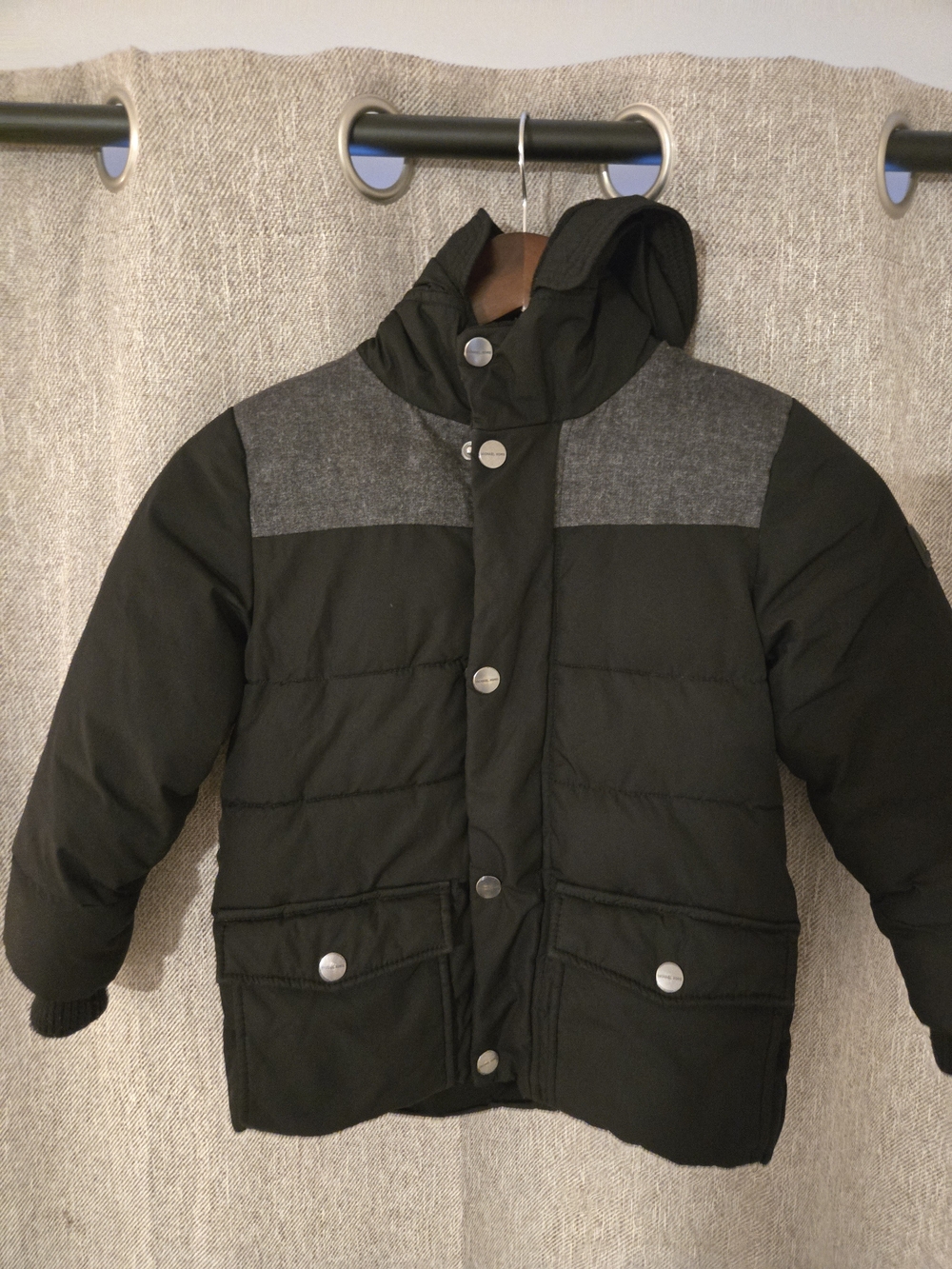 Michael Kors Black Puffer Jacket with Gray Yoke - Kids